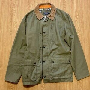 Vineyard Vines olive green snap button  lined canvas Boatyard men's jacket coat